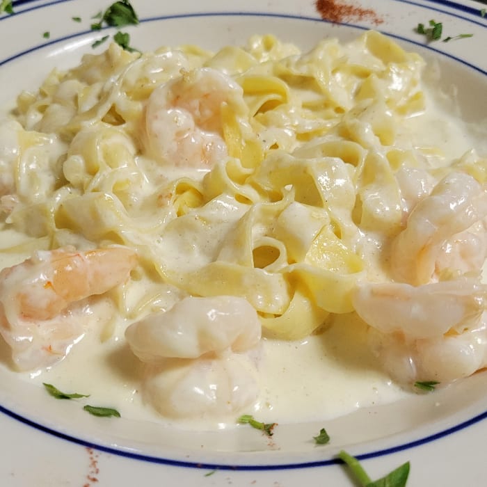Shrimp Fettuccine Alfredo.