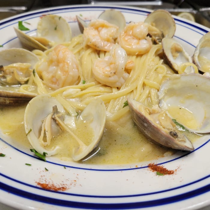 Linguini with Shrimp and Clams.